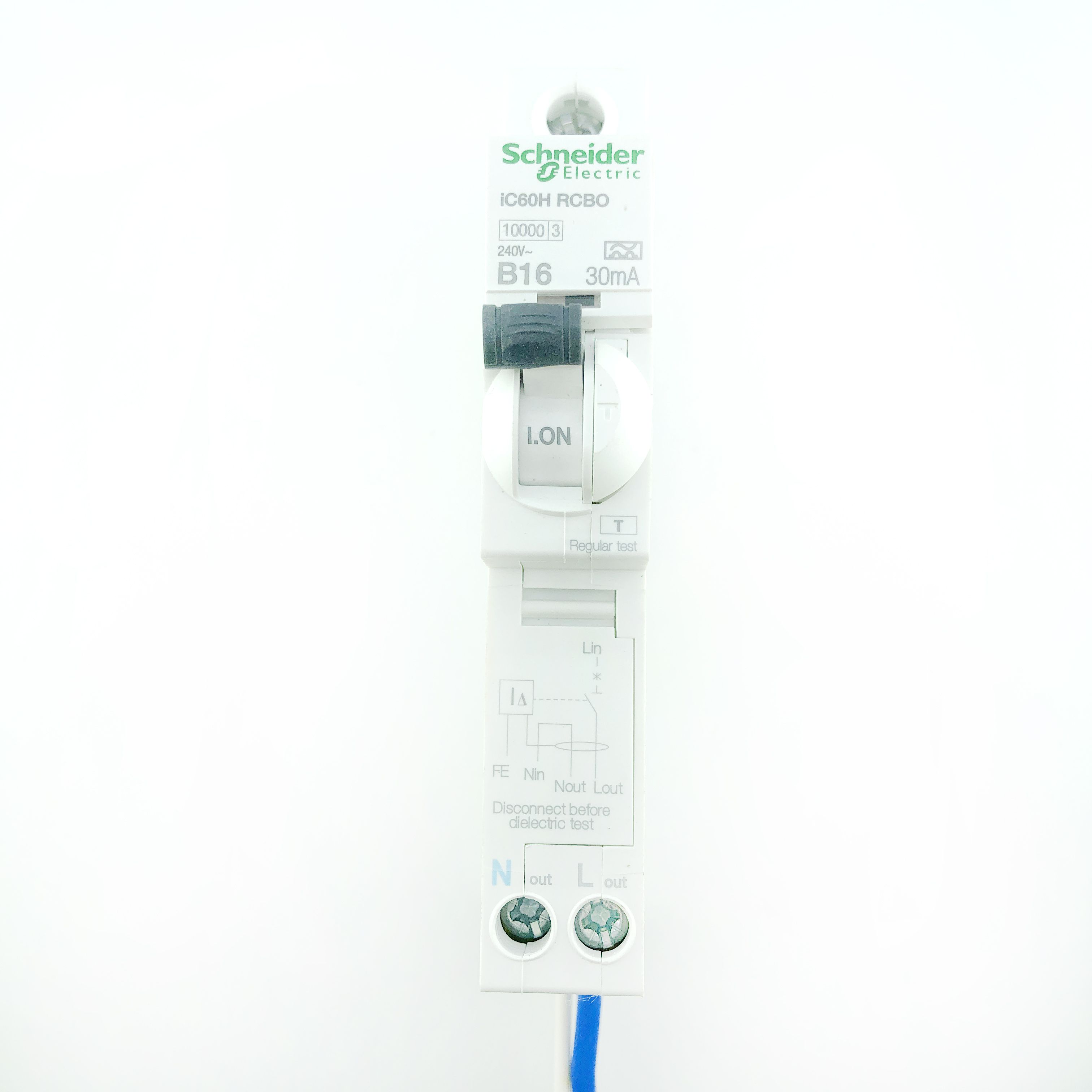 Produktbild von Schneider Acti 9 IC60H RCBO A9D – 16A Typ C 30mA, Für Hutschienenmontage, NEU