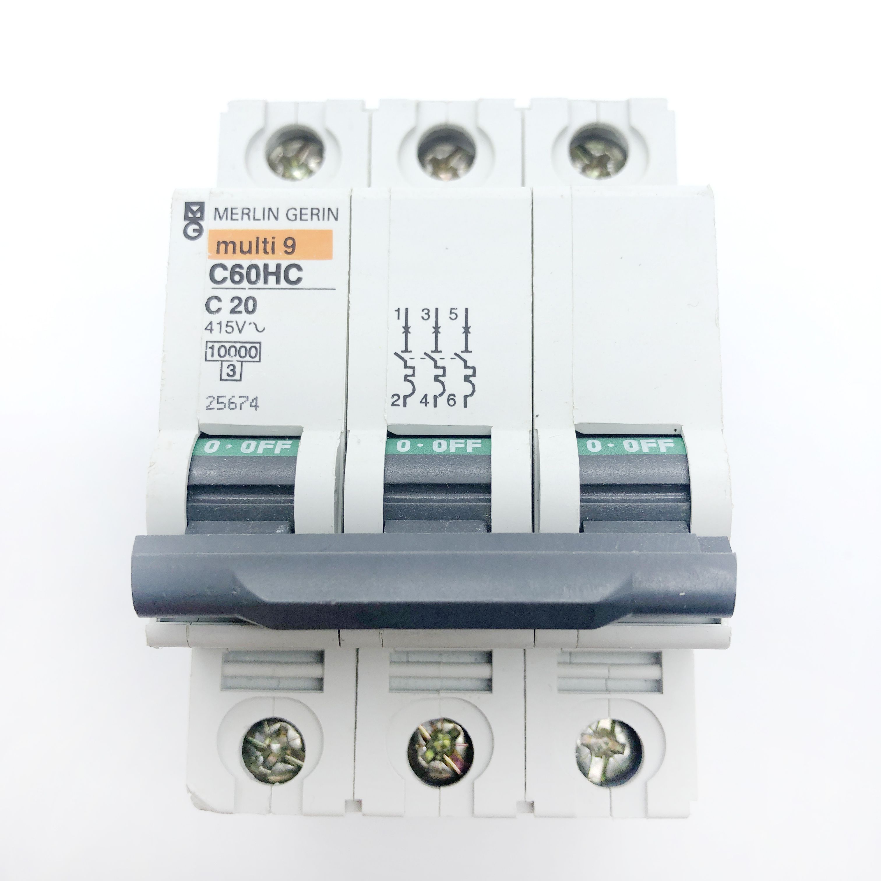 MCB's: Merlin Gerin Multi9 C60HC 25674 C20 20A 20 Amp 3 Pole Phase MCB ...
