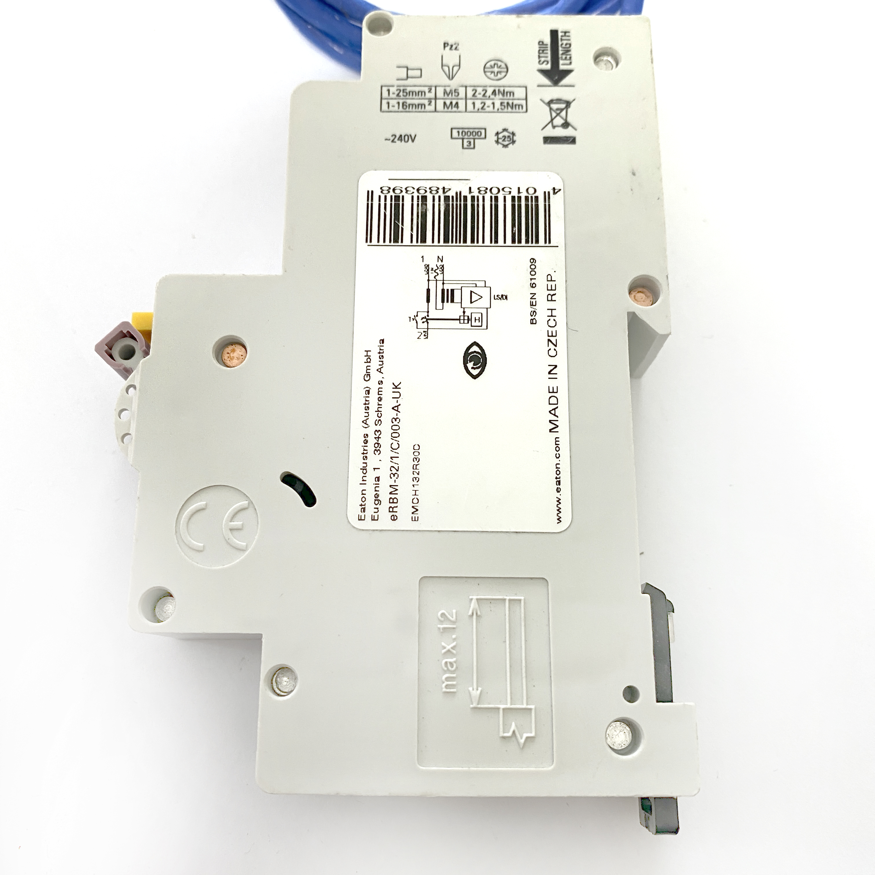 RCBO's: Eaton eRBM-32/1/C/003-A EMCH132R30C C32 32A 32 Amp 30mA RCBO ...