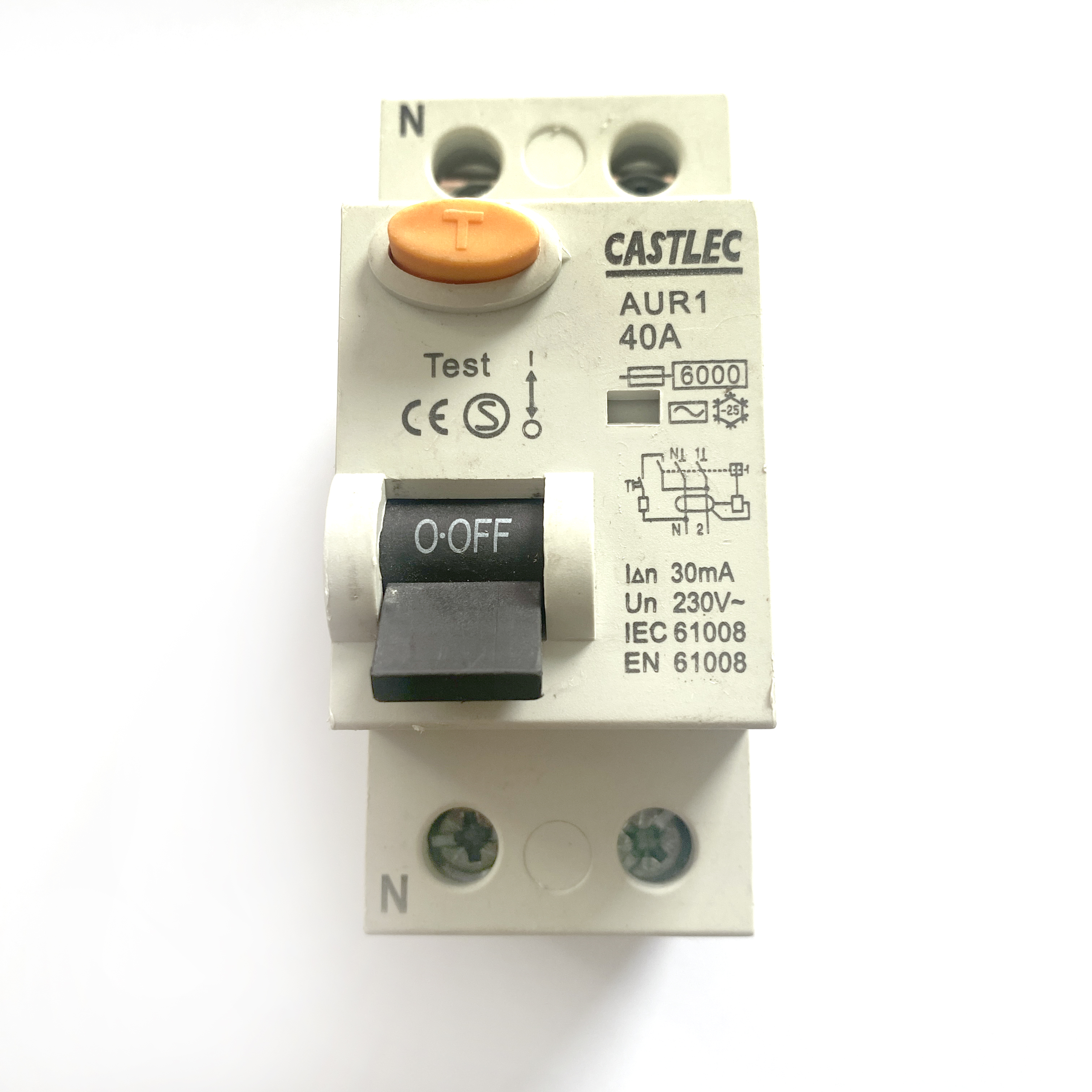 Residual Current Devices: Castlec AUR1 Black 40A 40 Amp 30mA RCD 2 ...