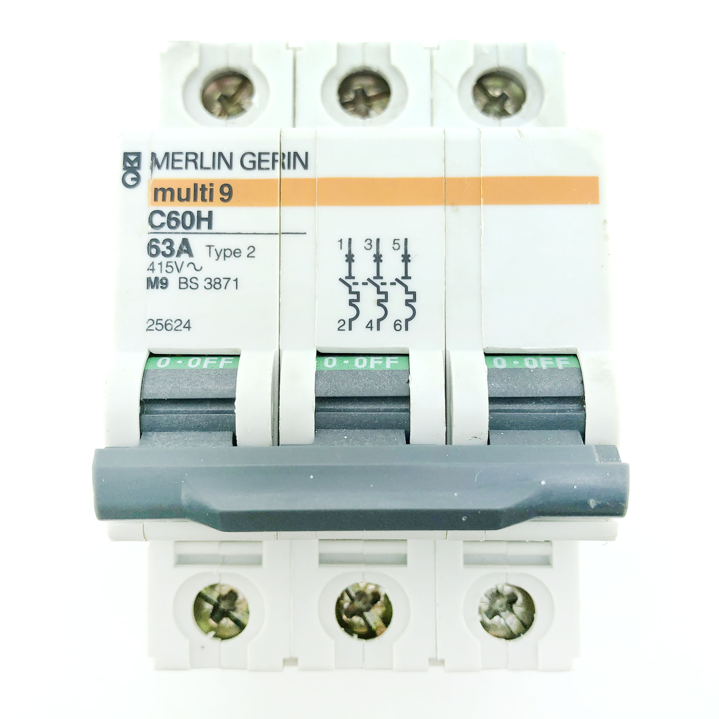 MCB's: Merlin Gerin Multi9 C60H 25624 M9 63A 63 Amp 3 Pole Phase MCB ...