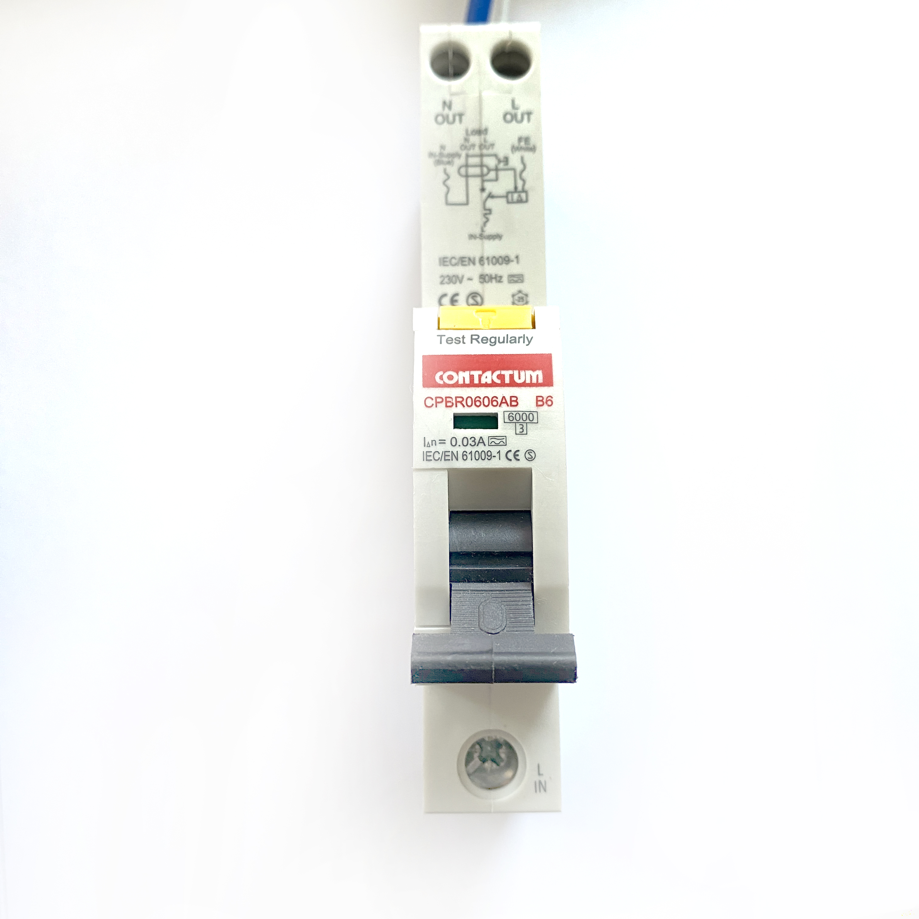 RCBO's: Contactum CPBR0606AB B6 6A 6 Amp 30mA RCBO Circuit Breaker Type A