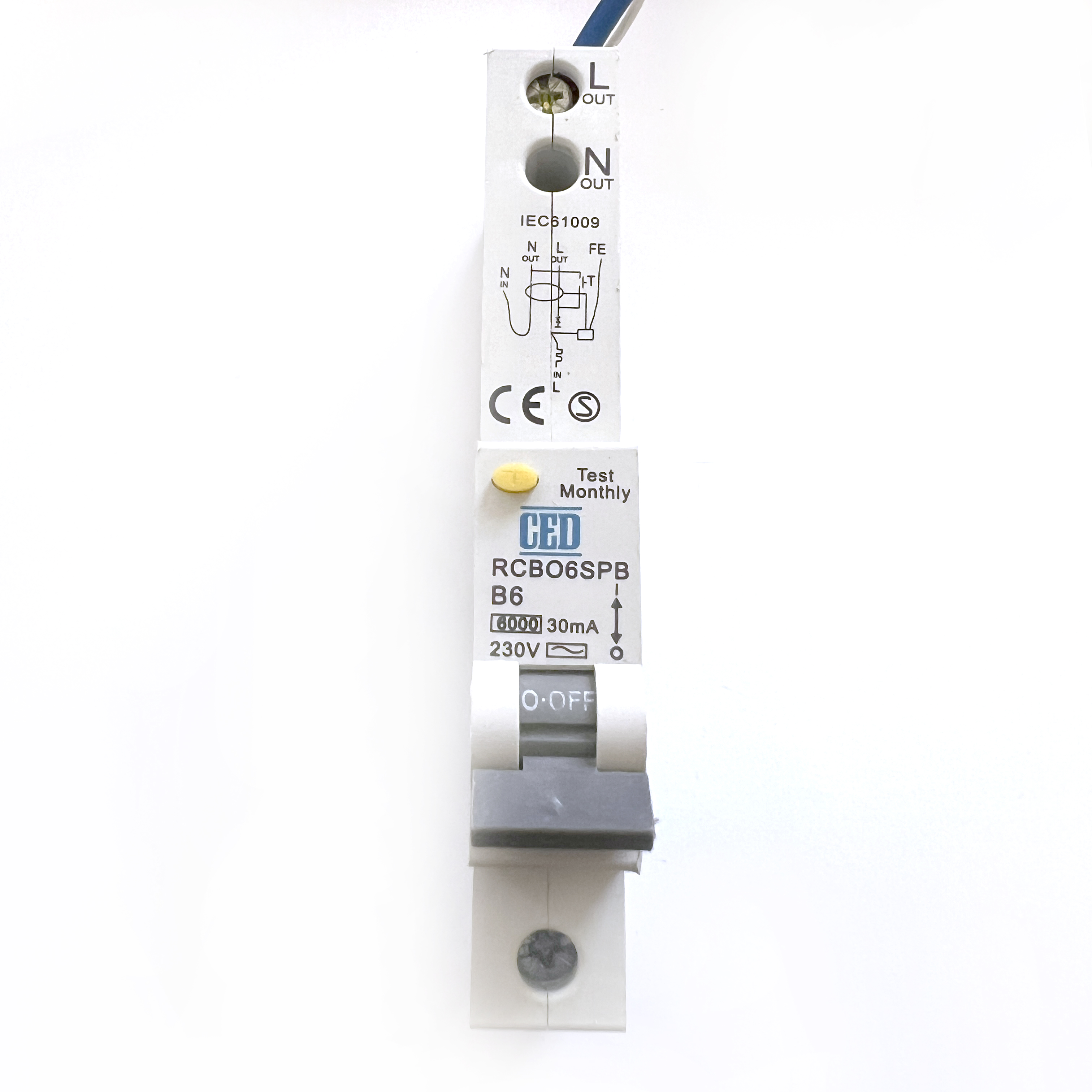 RCBO's: CED RCBO6SPB B6 6A 6 Amp 30mA RCBO Circuit Breaker Type AC