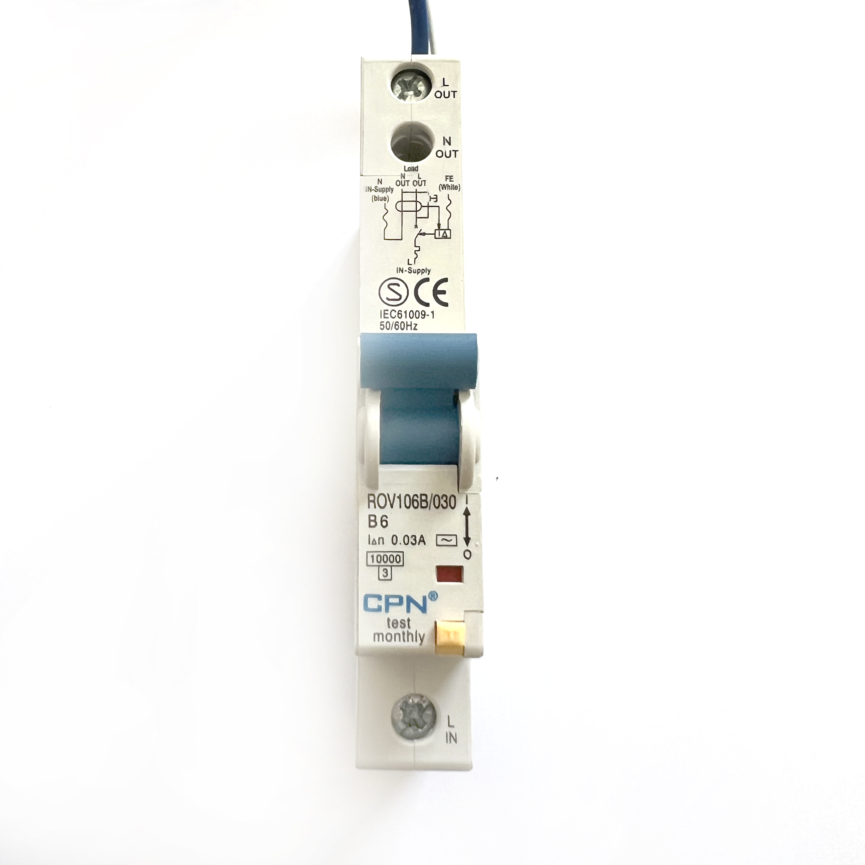 RCBO's: CPN Cudis ROV106B/030 B6 6A 6 Amp 30mA RCBO Circuit Breaker Type AC