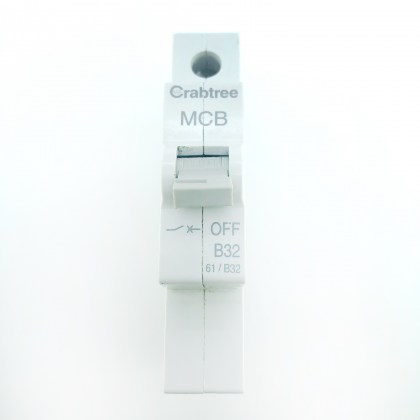 Crabtree Starbreaker 32A Type B 6kA MCB Circuit Breaker - 61/B32, 1 Pole, DIN Rail Mount